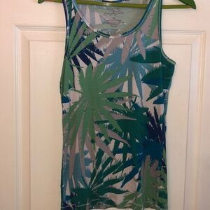Sonoma Tropical Tank Top in Large colors are green gray and white
